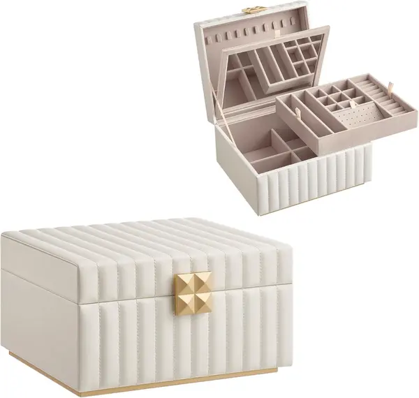 Cutie de bijuterii Songmics Alb 24x21.5x13.5 cm