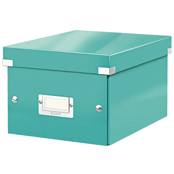 Cutie depozitare carton laminat pliabila cu capac 220 x 160 x 280 mm Leitz WOW Click&Store turcoaz