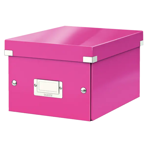 Cutie depozitare carton laminat pliabila cu capac 220 x 160 x 280 mm Leitz WOW Click&Store roz