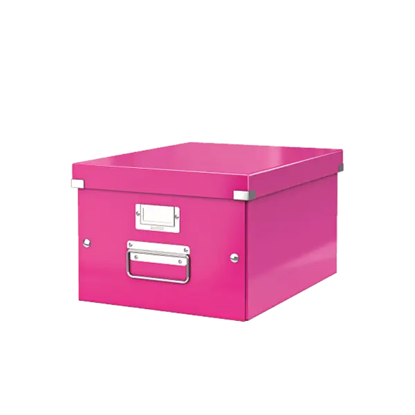 Cutie depozitare carton laminat pliabila cu capac 280 x 200 x 370 mm Leitz WOW Click&Store roz