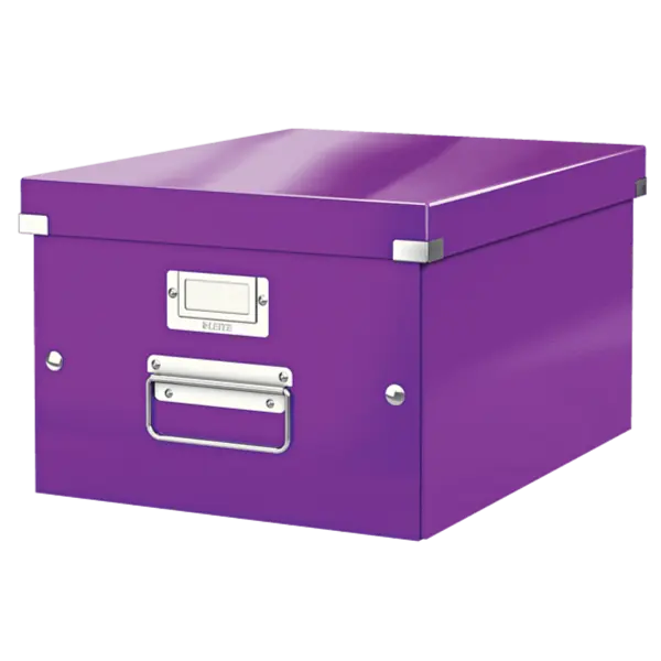 Cutie depozitare carton laminat pliabila cu capac 280 x 200 x 370 mm Leitz WOW Click&Store mov