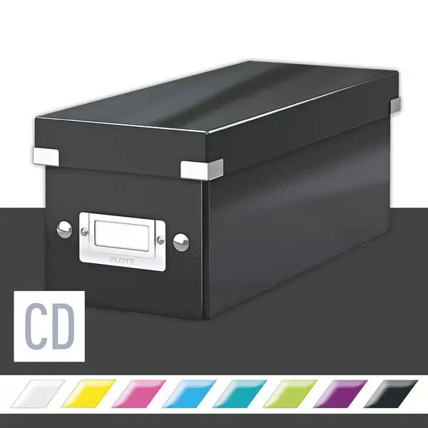 Cutie depozitare carton laminat pliabila cu capac negru Leitz WOW Click&Store Cutie depozitare carton laminat pliabila cu capac negru Leitz WOW Click&Store