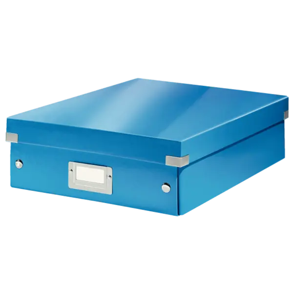 Cutie depozitare cu capac carton laminat cu capac 280 x 100 x 370 mm Leitz WOW Click&Store albastru