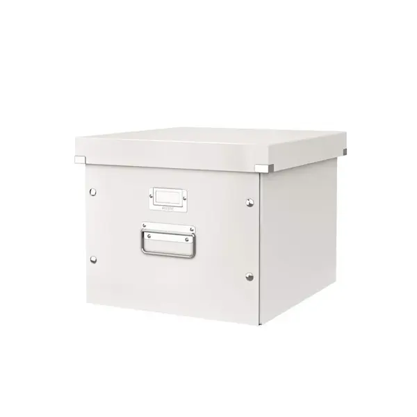 Cutie depozitare cu capac carton laminat cu capac alb Leitz WOW Click&Store Cutie depozitare cu capac carton laminat cu capac alb Leitz WOW Click&Store