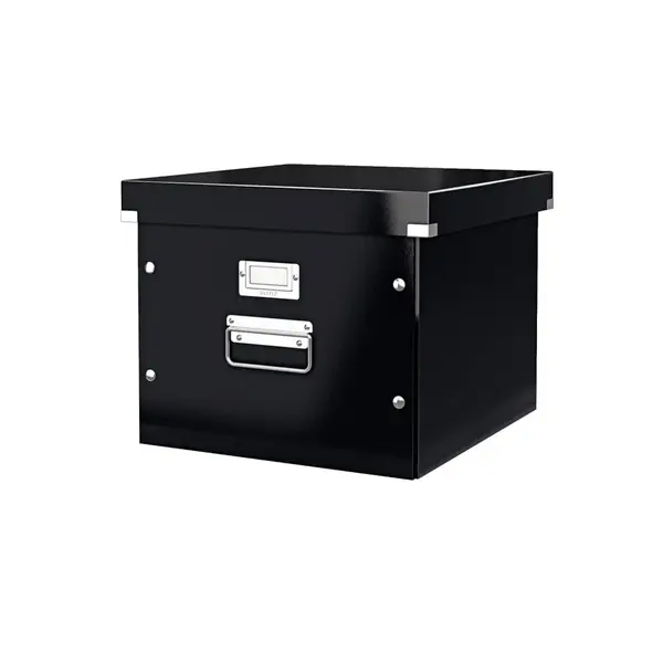 Cutie depozitare cu capac carton laminat cu capac negru Leitz WOW Click&Store Cutie depozitare cu capac carton laminat cu capac negru Leitz WOW Click&Store
