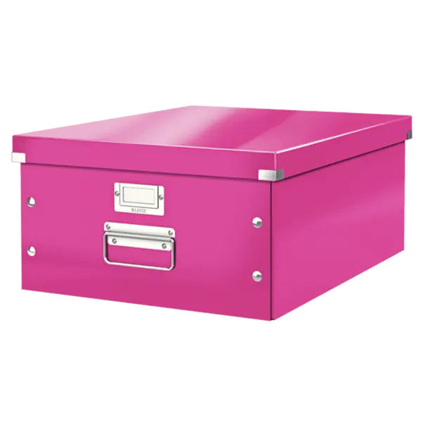 Cutie depozitare cu capac carton laminat pliabila cu capac 360 x 200 x 480 mm Leitz WOW Click&Store roz