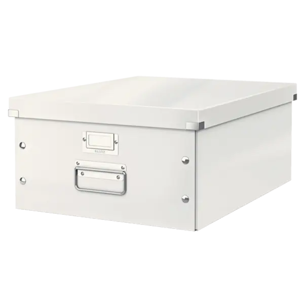 Cutie depozitare cu capac carton laminat pliabila cu capac 360 x 200 x 480 mm Leitz WOW Click&Store alb
