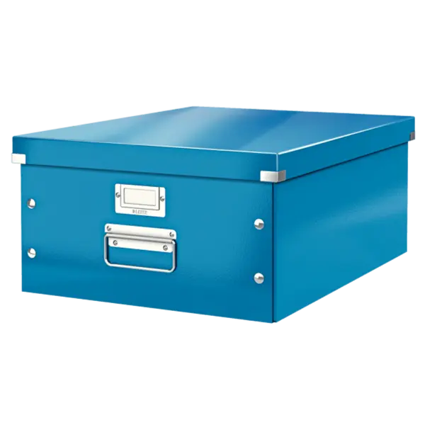 Cutie depozitare cu capac carton laminat pliabila cu capac 360 x 200 x 480 mm Leitz WOW Click&Store albastru