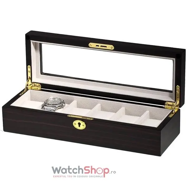 Cutie depozitare Rothenschild RS-1087-6E 34.5 x 8.5 x 17.5 pentru 6 ceasuri Negru