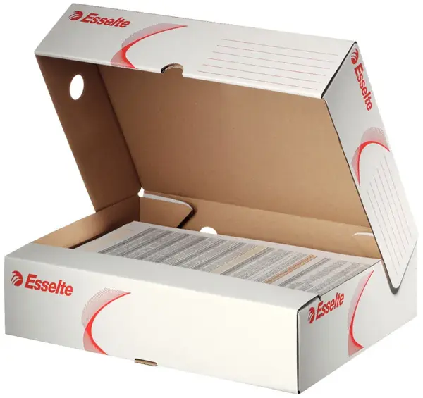 Cutie depozitare si arhivare Esselte Standard, orizontala, carton, 100% reciclat, certificare FSC, reciclabil, 80 mm, alb Cutie depozitare si arhivare Esselte Standard, orizontala, carton, 100% reciclat, certificare FSC, reciclabil, 80 mm, alb