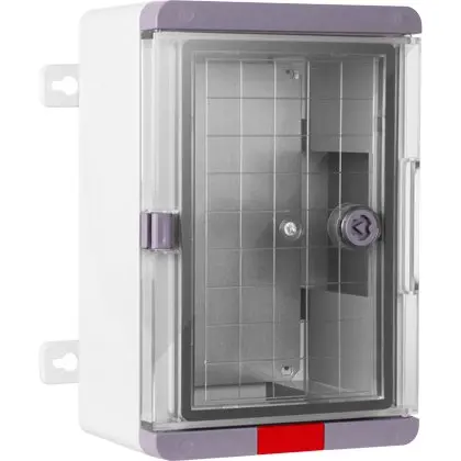 Cutie distributie din ABS gri PS203013, usa transparenta, placa metalica, 200x300x130 mm, IP67