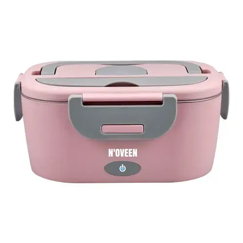 Cutie electrica pentru incalzirea pranzului NOVEEN LB755 Glamour, inox, 3 surse de alimentare, Roz