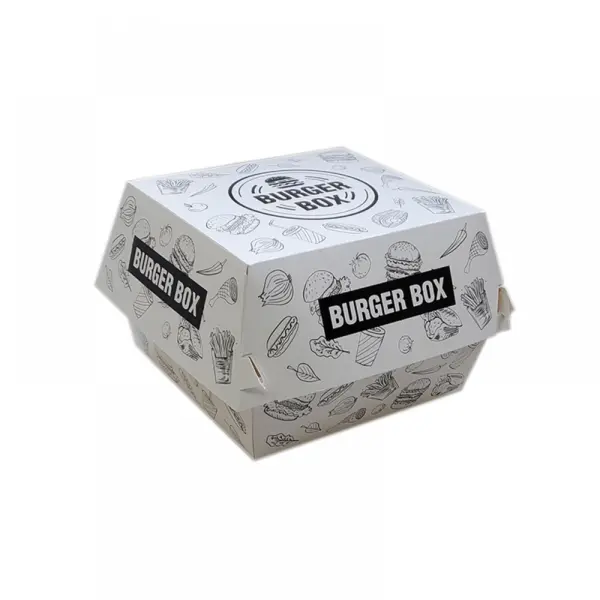 Cutie hamburger medie URBAN – 117x106x89 mm – carton alb laminat – 100 buc/set Cutie hamburger medie URBAN – 117x106x89 mm – carton alb laminat – 100 buc/set