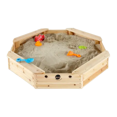 Cutie hexagonala din lemn pentru nisip Treasure Beach 104x104 cm, cu prelata