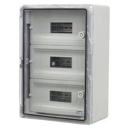 Cutie modulara din ABS gri PP3116, usa transparenta, 3 x 15 module, 350x500x190 mm, IP65