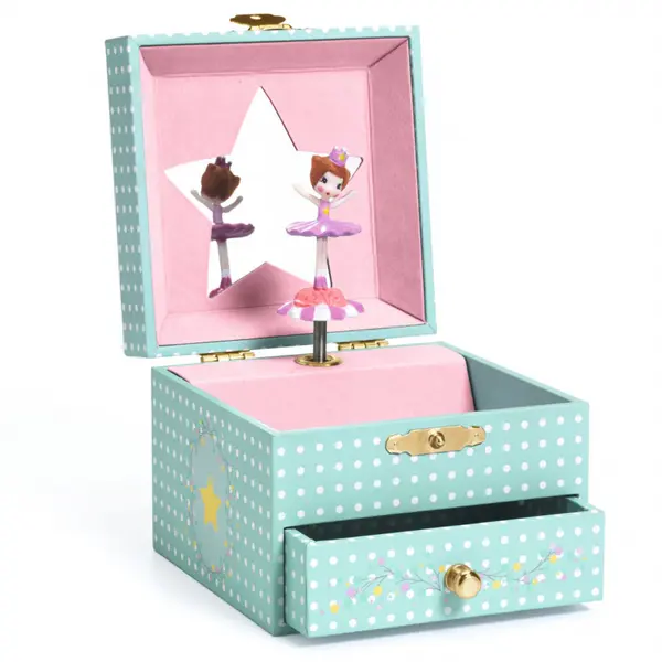 Cutie muzicala cu figurina Balerina si sertar, 10.5x10.5x8.5 cm