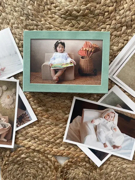 Cutie pentru fotografii, ramă foto bebe, Mint, Catifea, TWINDECO Mint Velvet Dream Box