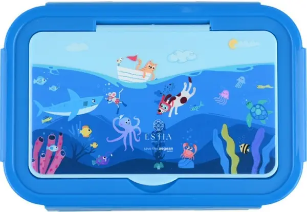 Cutie pentru mâncare cu tacâmuri Estia Save The Aegean - Ocean Play, 900 ml