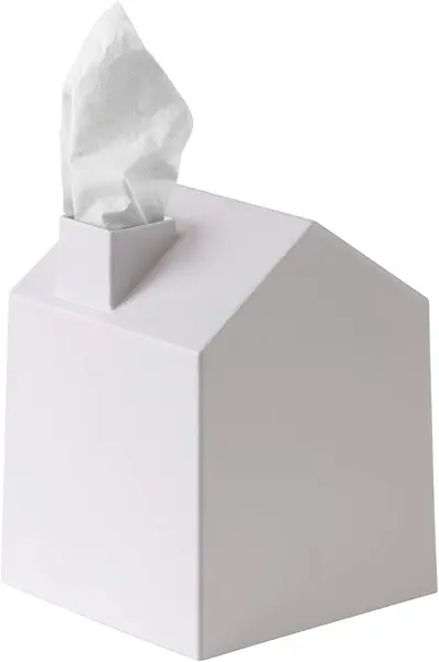 Cutie pentru servetele Umbra - Casa, 17 x 13 x 13 cm, alb