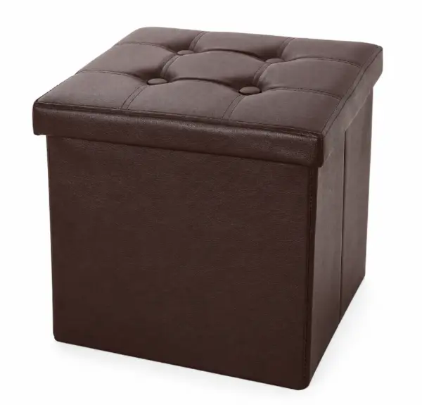 Cutie pliabila pentru depozitare tip taburet MARO cu model 38x35x30 cm PATRATA imitatie PIELE