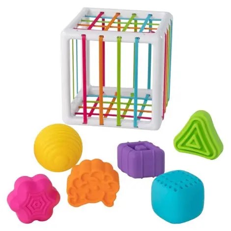 Cutie senzoriala si sortator de forme pentru bebelusi, Fat Brain Toys InnyBin