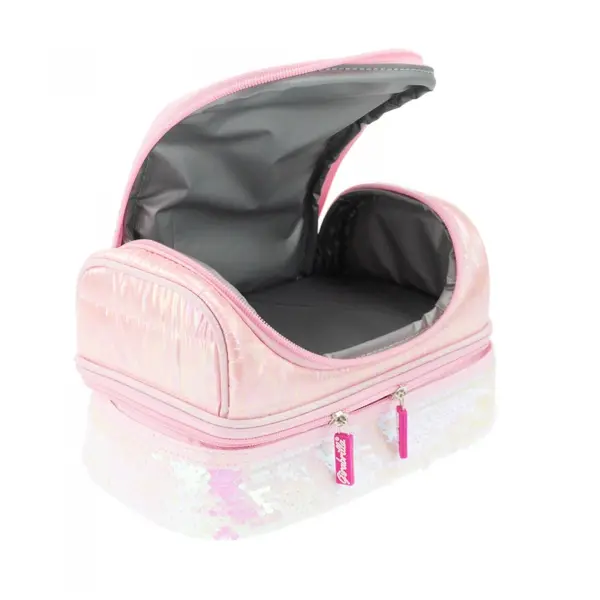 Cutie termica matlasata cu paiete reversibile si interior impermeabil Lunch box Girabrilla White