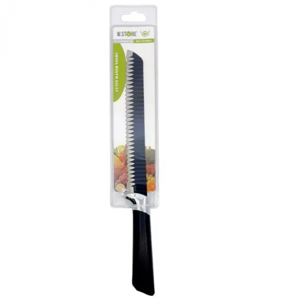 Cutit cu lama zimtata si maner negru,32 cm