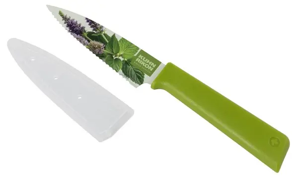 Cuțit de bucătărie Kuhn Rikon - Colori+, Lamă zimțată, 9 cm, verde