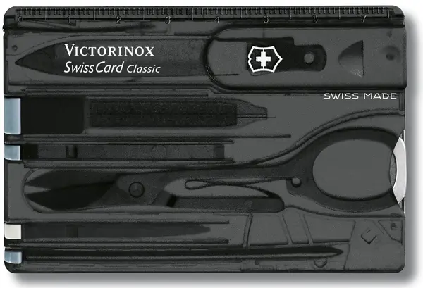 Cuțit de buzunar elvețian Victorinox - SwissCard, 10 functii, negru