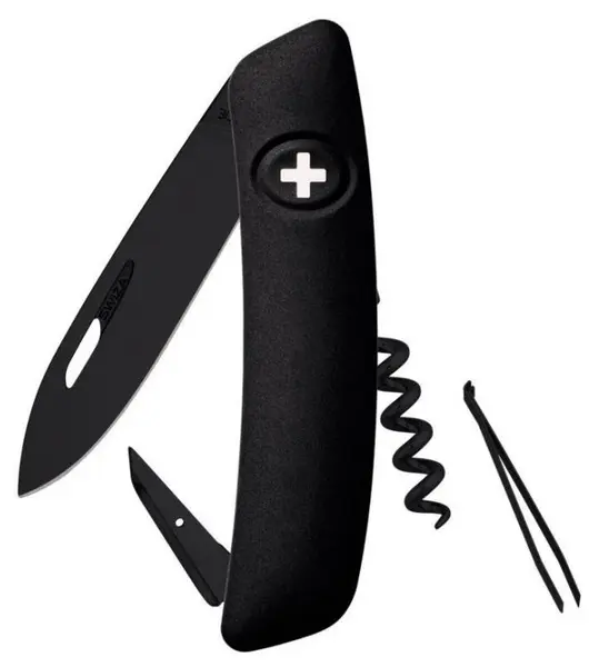 Cuțit de buzunar Swiza - D03, negru, finisaj PVD