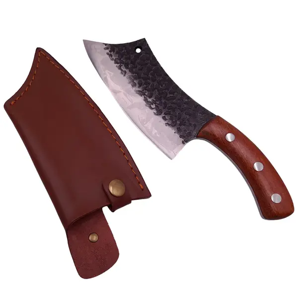 Cutit de macelarie DEPOX , lucrat manual, Fine Cooking, 26 cm, maner lemn, husa piele ecologica