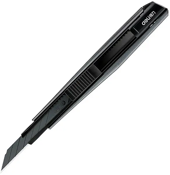 Cuțit de siguranță Deli - E2037S, 9 mm, cu lama neagra de 30°