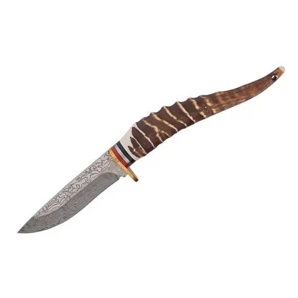 Cutit de vanatoare cu lama fixa, DEPOX , otel inoxidabil 440, maner imitatie corn de cerb, 24 cm