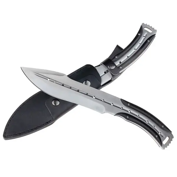 Cutit de vanatoare DEPOX , Comando Friend, 33 cm, otel inoxidabil, argintiu, teaca piele inclusa