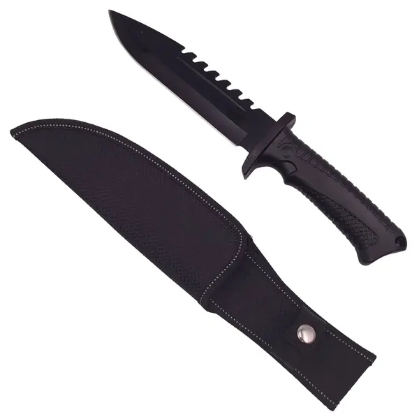 Cutit de vanatoare DEPOX , Hunting Etiquette, 29 cm, otel inoxidabil, negru