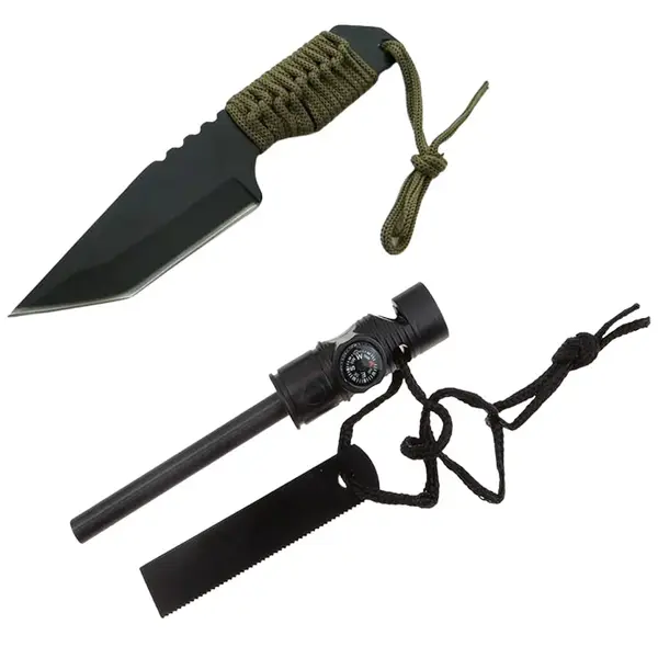 Cutit de vanatoare DEPOX , Jungle Guard, negru, 17.5 cm, teaca inclusa