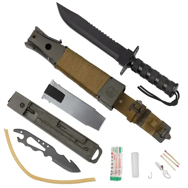 Cutit de vanatoare DEPOX , Last Survivor, multifunctional, negru 35 cm, teaca inclusa