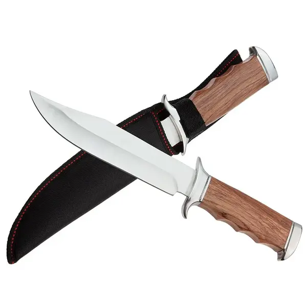 Cutit de vanatoare DEPOX , Survival Nature, 31.5 cm, otel inoxidabil, maro, teaca inclusa