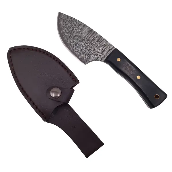 Cutit de vanatoare DEPOX , Tribal Chief, 20 cm, otel inoxidabil, negru, teaca piele ecologica