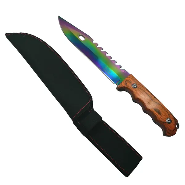 Cutit de vanatoare DEPOX , Wood Rainbow, 33 cm, multicolor