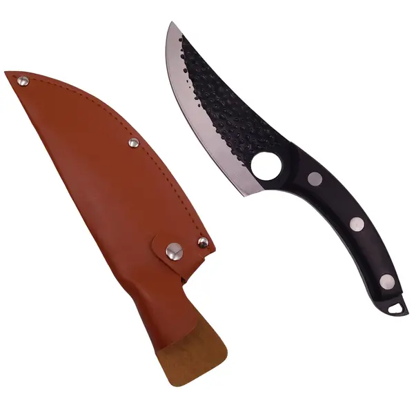 Cutit japonez lucrat manual DEPOX , otel inoxidabil, 27.5 cm, negru, teaca piele