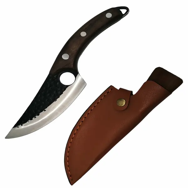 Cutit japonez lucrat manual DEPOX , otel inoxidabil, 27.5 cm, teaca inclusa, Maro