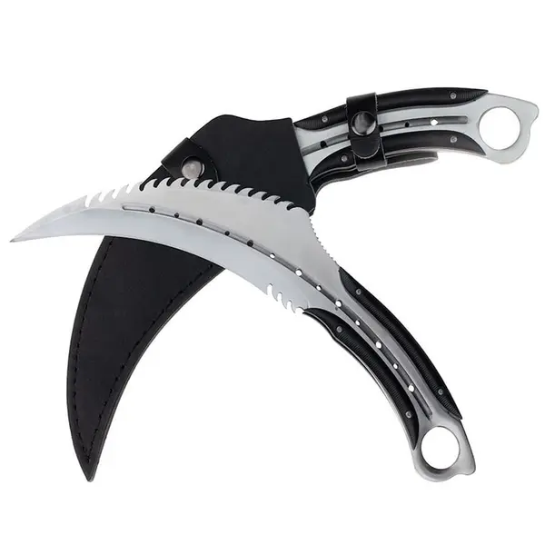 Cutit karambit DEPOX , Comando Specialist, otel inoxidabil, 33 cm, argintiu, teaca inclusa