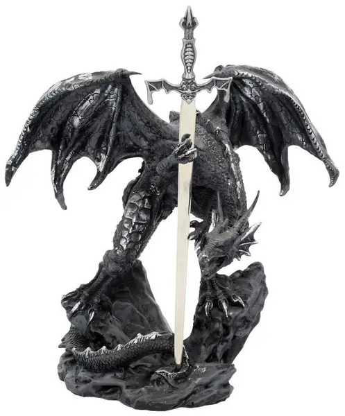 Cuțit pentru scrisori Nemesis Now Adult: Dragons - Black Dragon, 22 cm