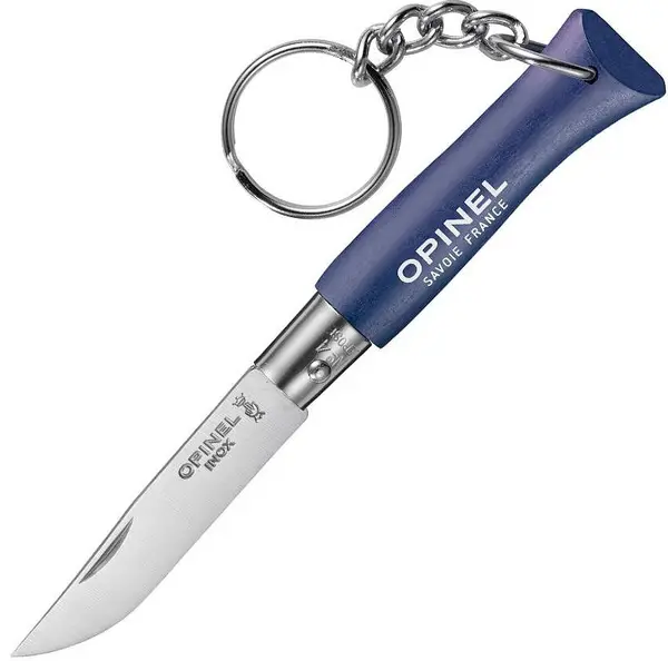 Cuțit pliabil cu breloc Opinel Inox - Colorama, №4, albastru închis