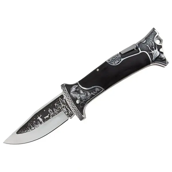 Cutit pliabil de vanatoare, DEPOX , 23 cm, negru