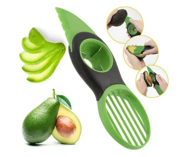 Cutit special 3 in 1 pentru curatat si feliat avocado