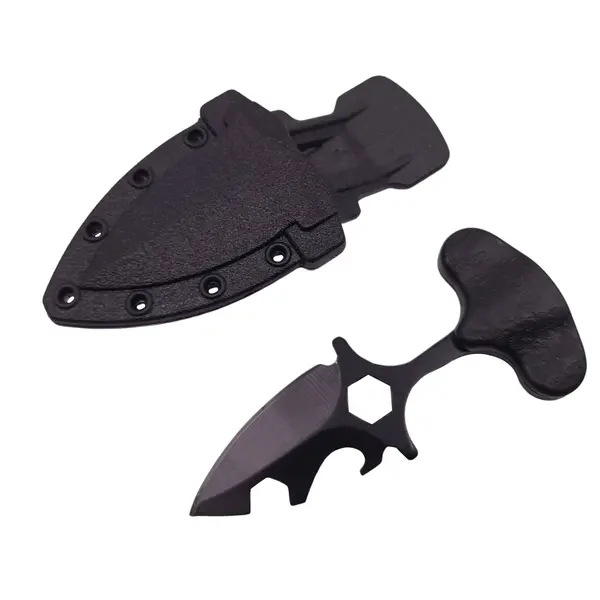 Cutit tactic de vanatoare DEPOX , Broken Spear, 8 cm, negru, teaca cu prindere curea