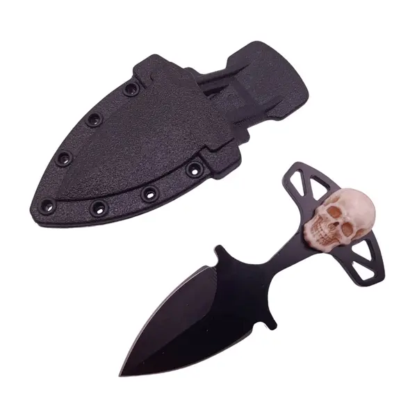 Cutit tactic de vanatoare DEPOX , Dead Silence, 8 cm, negru, teaca cu prindere curea