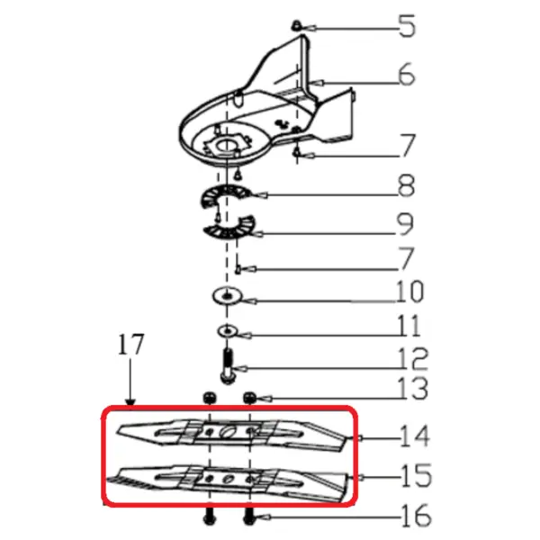 Cutit taiere dublu pentru masina de tuns gazonul Ruris RX441S